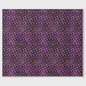 Papier Cadeau Lune Céleste Or Et Étoiles Violet foncé (Plat)