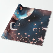 Papier Cadeau – Lune Céleste Rose Gold (Déroulé)
