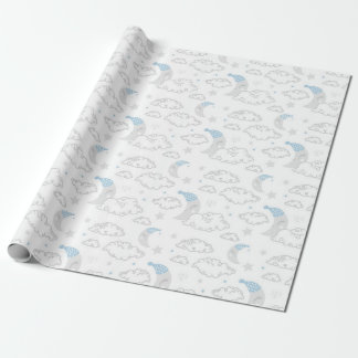 Papier Cadeau Lune couchée et nuages Baby showers Motifs
