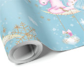 Papier Cadeau Lune de Noël Licorne (Coin rond)