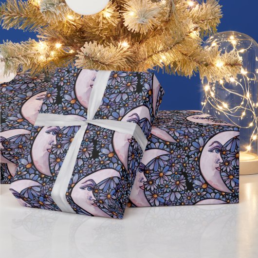 Papier Cadeau Lune Enfant Lune Déesse Art Lune Enfant Violet (Vacances)