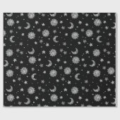 Papier Cadeau Lune et étoiles blanches (Plat)