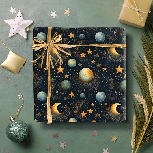 Papier Cadeau Lune et étoiles Celestial ID1080