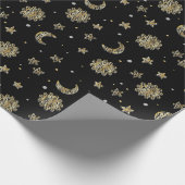 Papier Cadeau Lune et étoiles d'or (Coin)