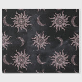 Papier Cadeau Lune rose noire Mandala (Plat)