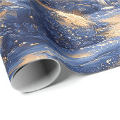 Papier Cadeau Lune Starry Dreamland Mythique Bleu Design (Coin rond)