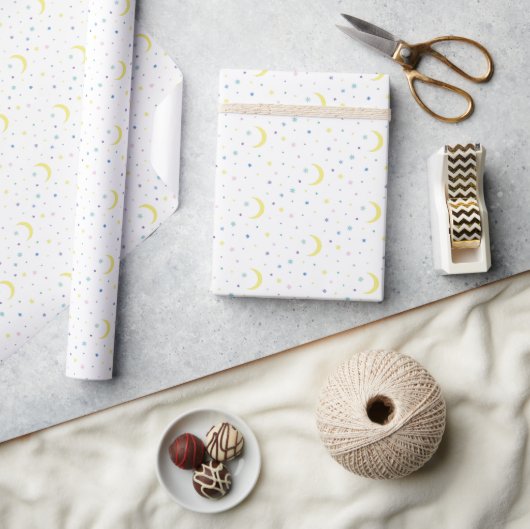 Papier Cadeau Lunes et étoiles. (Artisanat)