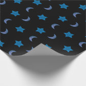 Papier Cadeau Lunes et étoiles bleues et noires (Coin)