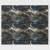 Papier Cadeau Lune's Journey : Celestial 3D Night Sky Design (Plat)