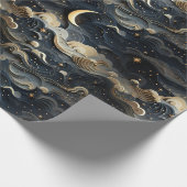 Papier Cadeau Lune's Journey : Celestial 3D Night Sky Design (Coin)