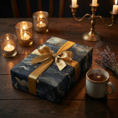 Papier Cadeau Lune's Journey : Celestial 3D Night Sky Design