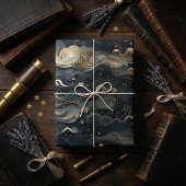 Papier Cadeau Lune's Journey : Celestial 3D Night Sky Design