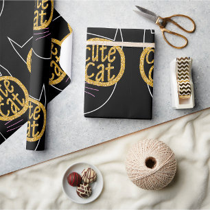 Papier Cadeau Lunettes de chat Graphic Parties scintillant or Ki