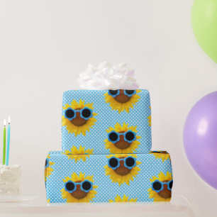 Papier Cadeau Lunettes de soleil Aqua sur tournesol