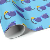 Papier Cadeau Lunettes de soleil bleu cool avec soleil (Coin rond)
