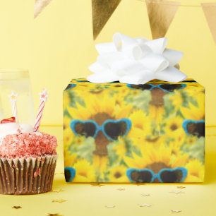 Papier Cadeau Lunettes de soleil de coeur sur tournesol