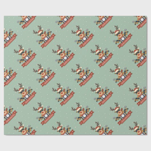 Papier Cadeau Lunettes de soleil de rennes à moto (Plat)