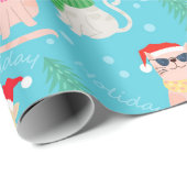 Papier Cadeau Lunettes de soleil festives Noël au chat| Arbre d (Coin rond)