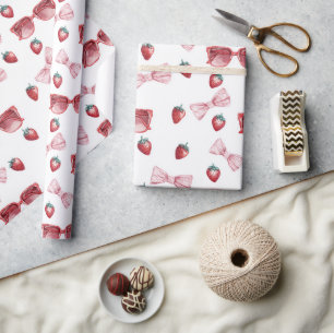Papier Cadeau Lunettes de soleil fraises rubans Anniversaire