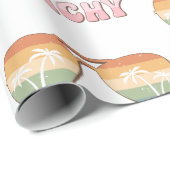 Papier Cadeau Lunettes de soleil Retro Rainbow Beachy avec palmi (Coin rond)