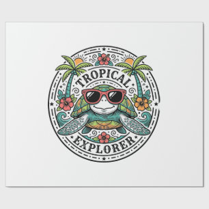 Papier Cadeau Lunettes de soleil Tortue de mer Tropical Vintage
