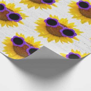 Papier Cadeau Lunettes de soleil violettes sur tournesol