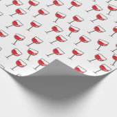 Papier Cadeau Lunettes de vin rouge Motif sur blanc (Coin)