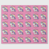 Papier Cadeau L'Unicorne de la licorne douce aux yeux roses (Plat)