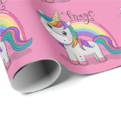 Papier Cadeau L'Unicorne de la licorne douce aux yeux roses (Coin rond)