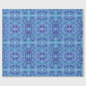 Papier Cadeau Lupine Fleur Bohême Boho Arabesque Motif Bleu (Plat)