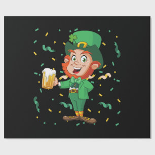 Papier Cadeau Lutin buvant de la bière St. Patrick's Day