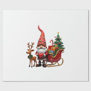 Papier Cadeau Lutin de lumière de Noël Père Noël chevauchant un