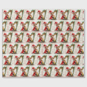 Papier Cadeau Lutin de Noël jouant de la harpe (Plat)