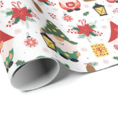 Papier Cadeau Lutins de Noël (Coin rond)