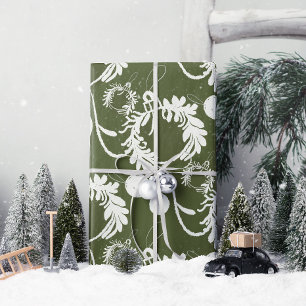 Papier Cadeau Lux Christmas Elegant Baubles on Green