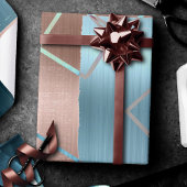 Papier Cadeau Luxe Abstrait | Blush Rose Gold et Turquoise Géomé