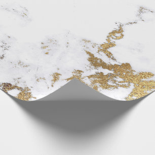 Papier Cadeau Luxe Blanc Or Gris Carrare Marbre Carrare Pierre V