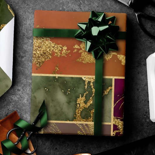 Papier Cadeau Luxe d'automne | Joyau d'or géométrique Marbre de
