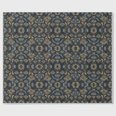 Papier Cadeau luxe élégant nuit bleu motif avec or (Plat)