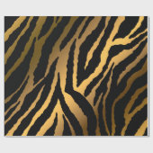 Papier Cadeau Luxe Elégante Ligne Noire Or Moderne (Plat)