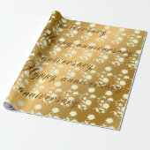 Papier Cadeau Luxe Floral Happy Gold 50h Anniversaire (Déroulé)