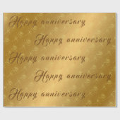 Papier Cadeau Luxe Floral Rose Happy Gold 50e anniversaire (Plat)