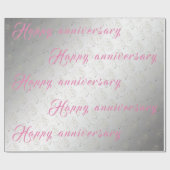 Papier Cadeau Luxe Floral Rose Happy Silver 25e anniversaire (Plat)