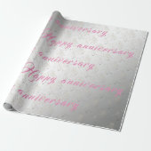 Papier Cadeau Luxe Floral Rose Happy Silver 25e anniversaire (Déroulé)