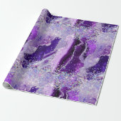 Papier Cadeau Luxe Gemstone Marble Purple Glitter Agate (Déroulé)