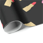 Papier Cadeau Luxe Glam Lipstick Motif en noir (Coin rond)