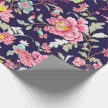 Luxe Japonais Peony rose et oiseaux Romantique