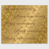 Papier Cadeau Luxe Joyeux Floral Gold 50e anniversaire (Plat)