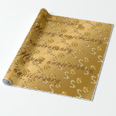Papier Cadeau Luxe Joyeux Floral Gold 50e anniversaire (Déroulé)
