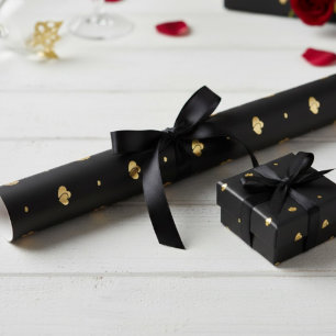 Papier Cadeau Luxe Minimaliste Cœurs Dorés Interlocking sur Fond